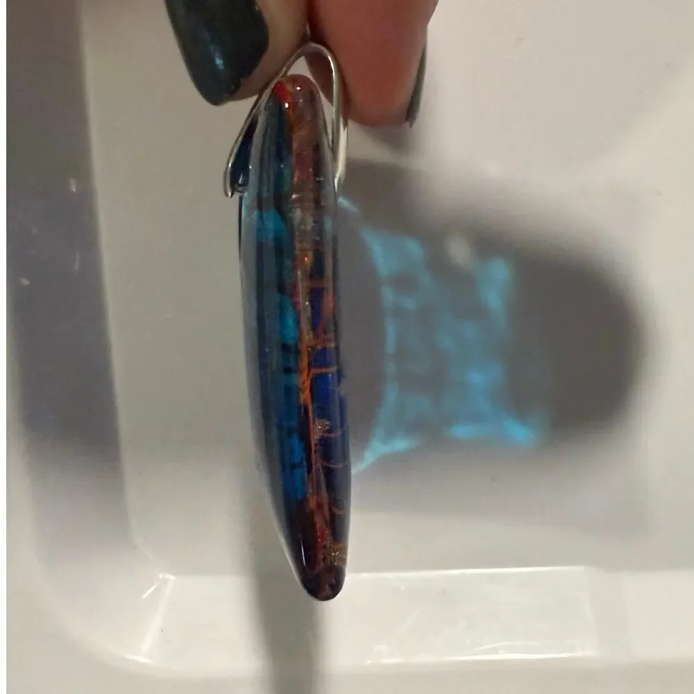 Glass Pendant Red, Blue and Gold